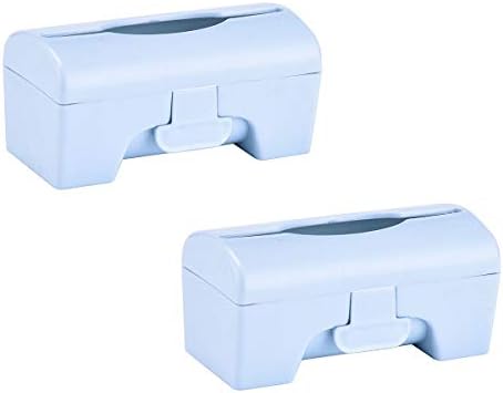 Winice Wall Mounted Garbage Bag Storage Box Self Adhesive Grocery Bag Holder Trash Bags Containers Hanging Organizer Tray, 2pcs Light Blue