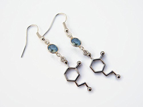 Dopamine Molecule Birthstone Earrings, Science Laboratory Earrings, Scientist Jewelry, Personalized Gift