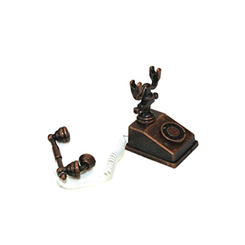Gbell Mini Telephone Model for 1/12 Scale Miniature Kids Girls Dollhouse Accessories Toy (Bronze)