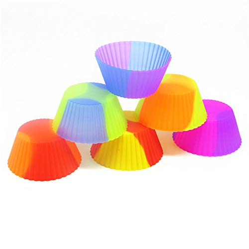 Silicone Cupcake Baking Cups, Dual Color Non Stick Silicone Baking Molds For Muffin Pan, Pack of 12