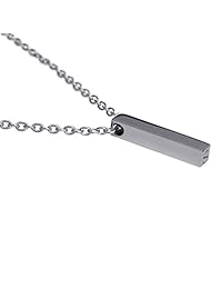 Collar con dije único colgante, cúbico, de acero inoxidable, como urna para cenizas de cremación