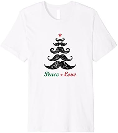 Mens Hipster Christmas Shirt Mustache Christmas Tree Funny Gifts Medium White
