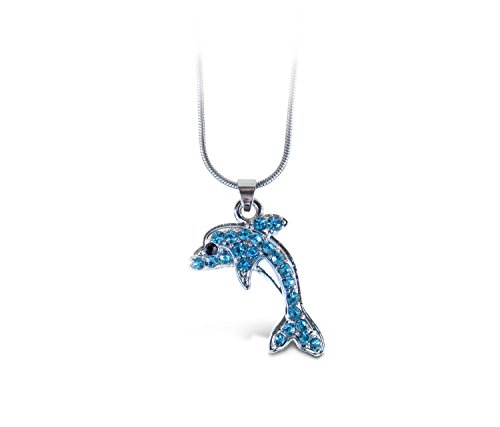 Puzzled Sparkling Dolphin Necklace and Earrings Set Charming Necklace and Earring Set - Ocean  Sea Life Theme - Aqua Jewelry Always Unique Gift - Item #K6301-6351