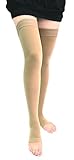 BeVisible Sports Compression Stockings Thigh High Open Toe Socks 20-30 mmHg Best Support For Varicose Veins, Maternity, Travel & Everyday Use ; Boosts Circulation ; Reduces Swellings 1 Pair (Large)