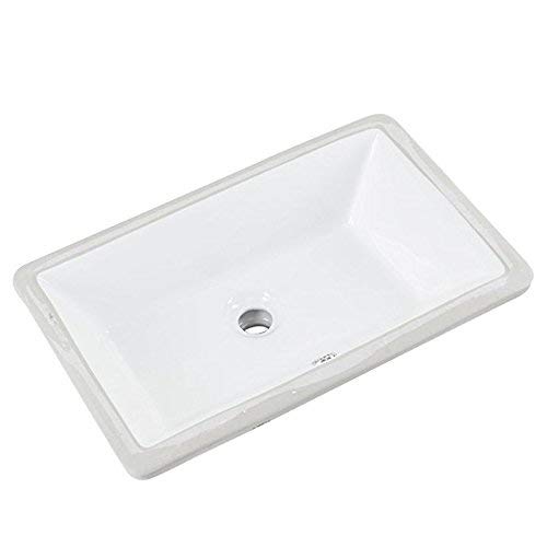 Friho 20.9''x13.6''x7.1'' Modern Sleek Rectangular Undermount Vanity Sink Porcelain Ceramic Lavatory Bathroom Sink,White With Overflow - Thumbnail 5