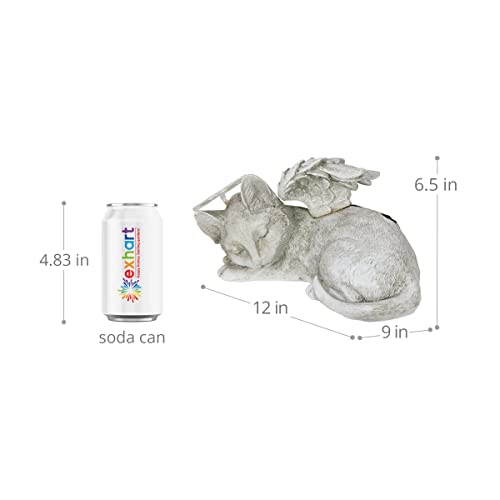 Exhart Cat Statue, Solar Pet Memorial Sleeping Cat Garden Sculpture