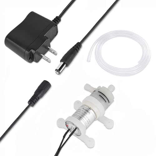 Photo 1 of PlusRoc 12V DC Small Water Transfer Pump 1.3LPM Mini Self Priming Micro Pump with Food Grade Pipe and Power Adapter, For Ice Maker Coffee Machine Water Dispenser
