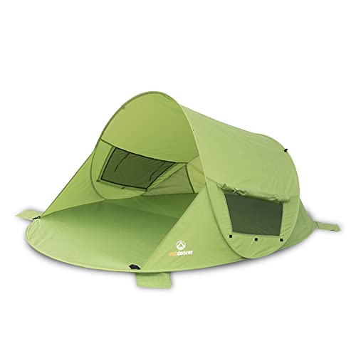 outdoorer Pop up Strandmuschel Zack Premium grün - Wurfmuschel, UV Schutz 80, Strandzelt, Windschutz und Sonnenschutz am Strand
