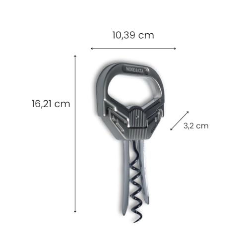 Abridor de Garrafa de Vinho Premium Saca Rolhas Antigas 2 Lâminas com Espiral Inox Anatômico Multi Funcional Com Case Elegante Ideal Para Presente e Uso Intenso Wine & Companhia