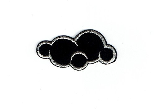 Black Cloud - Silver Lining - Small - Iron on Applique - Embroidered Patch