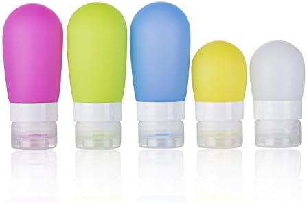 NIMENA Silicone Travel Bottles Set tsa Approved Leakproof Refillable Containers with Clear Travel Toiletry Bag Travel Accessories for Liquid for Conditioner Shampoo Lotion Squeezable Portable3oz 1oz