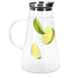 Navaris glazen karaf van boriumsilicaat – Deksel van rvs met ingebouwd filter – 1,6 liter – Hittebestendige kan voor…