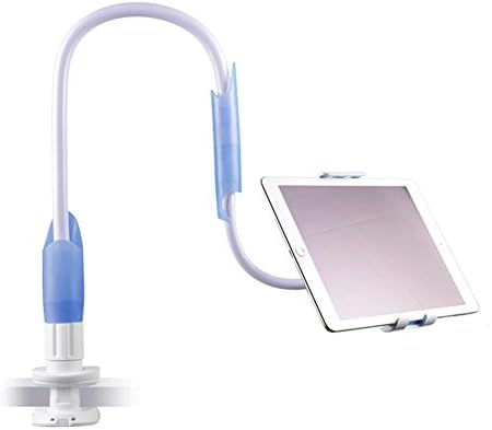 LEYOSOV Tablet iPhone Stand/ iPad Holder/ Cellphone Flexible Arm Stand, 39 Inches Long Gooseneck Lazy Bracket with Bolt Clamp for Android or Apple Devices 4-10.6 Inches, 360 Rotating(Blue)