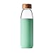 veegoal 18 Oz Borosilicate Glass Water Bottles with Bamboo Lid, BPA-FREE, Non-Slip Silicone Sleeve, and Stainless Steel Leak Proof Lid - Reusable Glass Bottle for Men and Women