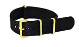 20mm Black – With Gold Buckles Nylon Nato Ballistic Military Watch Band Strap G-10! Fits All Watches!!!!!, Watch Central