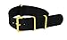 Clockwork Synergy Premium Nylon Nato Watch Straps bands Yellow Gold Hardware (18mm, Black)