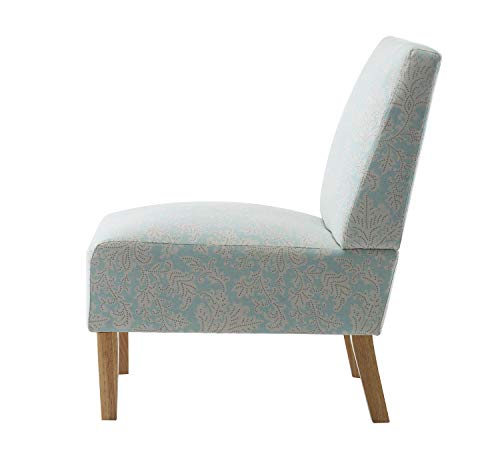 Accent Chair Armless with Blue Flower Fabric for Bedroom Reading Living Room, Modern Slipper Sofa Chair, Mid Century Throne Chair for Wedding, Vanity Chair for Makeup - Set of 2 (Blue Flower)
