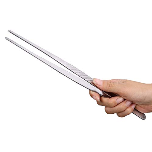 Kitchen Tweezers Long Tweezers, 12 Inch Stainless Steel Food Tweezers with Precision Serrated Tips for Cooking and Medical(12 Inch Straight) - Thumbnail 2