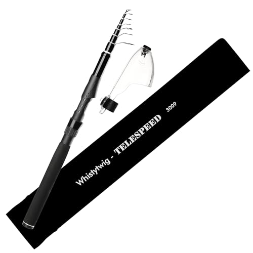 Whistytwig Portable Telescopic Fishing Rod - Compact Lightweight Carbon Fiber Collapsible Telescoping Fishing Pole for Lure Fishing and Travel, Spinning Fishing Rod (Black/White, 3m (Line 5-10kg))