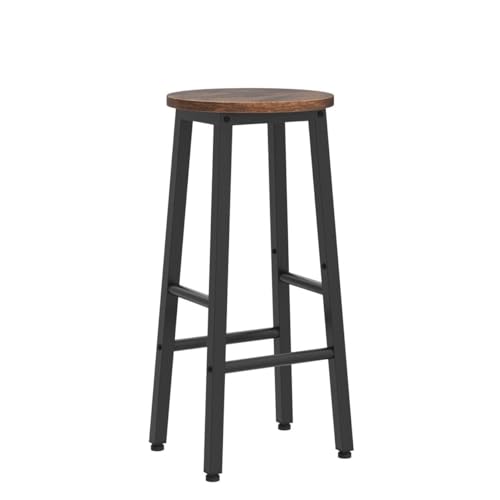 HOOBRO Bar Stools, Round Bar Chairs Set of 2, 24.8" Counter Height Barstools, Counter Stools for Kitchen Island, Industrial Bar Chairs for Dining Room, Rustic Brown and Black EBF07BY01G1
