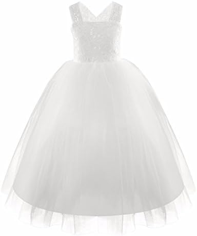 YiZYiF Kids Girls Lace Floral Tulle Flower Girl Dress Wedding Formal Party Ball Gowns Ivory 6