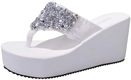 Kaicran Women's Wedge Slippers Fashion Rhinestone Slip On High Heel Flip Flops Clip Toe Beach Shoes Sandals Slippers