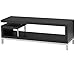 Yaheetech Black Wood TV Stand Console Table Home Entertainment Center Media Cabinets with Steel Leg for Flat Screens