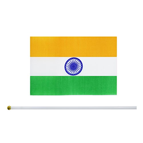 India Stick Flag,TSMD 50 Pack Hand Held Small Indian National Flags On Stick,International World Country Stick Flags Banners,Party Decorations For Olympics,Sports Clubs,Festival Events Celebration - Thumbnail 2