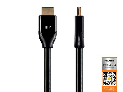 Monoprice 121510 Certified Premium HDMI Cable - Black - 25 Feet | 4K@60Hz, HDR, 18Gbps, 24AWG, YUV 4:4:4