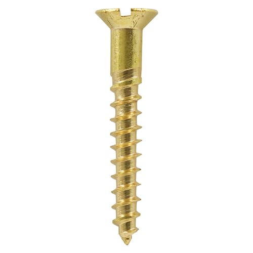 3x12 mm (4x1/2) brass countersunk slotted head screw (Pack of 20, 50, 100) (100)