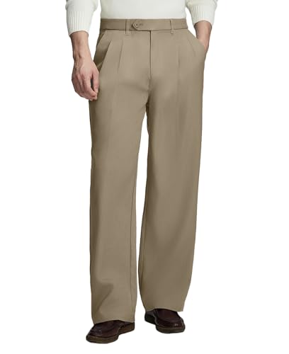 Susclude Men's Pleated Wide Leg Dress Pants