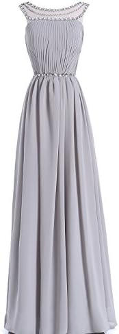 LANGBOHAI Gray Long Evening Dress for Women Formal with Beads Size 8