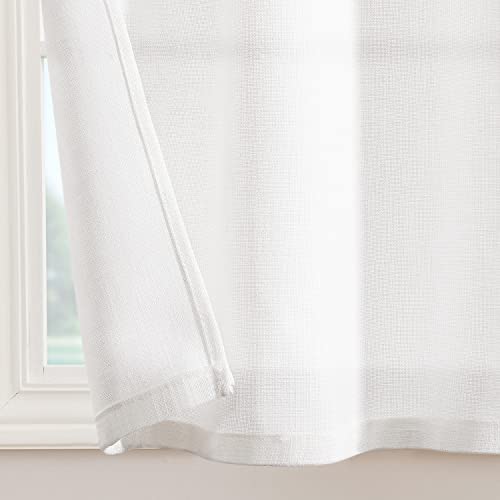 jinchan White Kitchen Curtains 36 Inch Length Flax Linen Small Kitchen