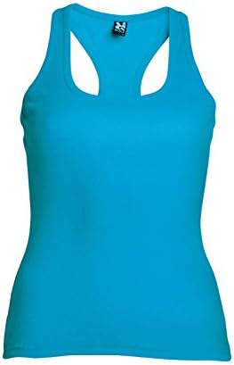 Women's 100% Cotton Tank Top Cami - Close Fitting 1 1/4" Wide Straps - Turquoise Size: M