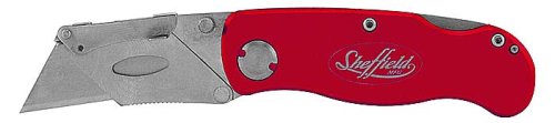 Sheffield 12614 One Hand Opening Lock-Back Utility Knife, Red