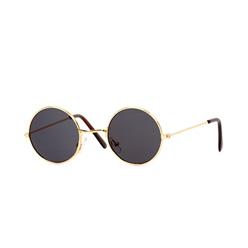 John Lennon Style Black Lens Gold Frame Sunglasses