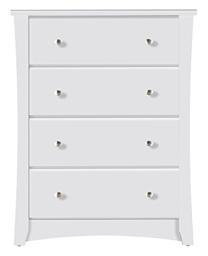image for Storkcraft Crescent 4 Drawer Chest, White Kids Bedroom Dresser with 4 
