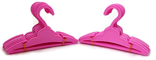 Doll Hangers Set of 24 Pink Plastic Hangers with Slit, Fits 18 Inch American Girl Dolls Clothes, Doll Accessories