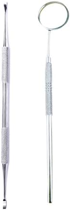 2 pcs Professional 6-1/2-Inch Double/Single Headed Tarter Remover/Scraper, Stainless with Dental Mirror