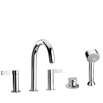 Jewel Faucet 14109 Chrome Two Lever Handle Roman Tub Faucet And