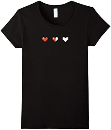 Womens 8 Bit - Retro Video Game Hearts - Life Force - Women's Shirt Medium Black