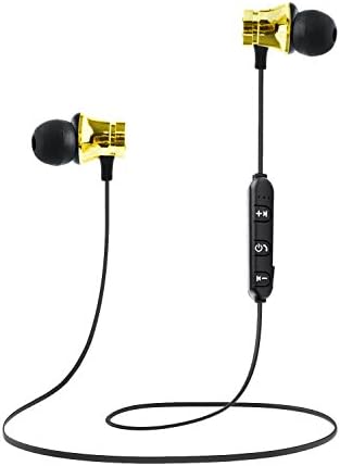 Bluetooth Headphones, Wireless Sports in-ear Earphones with Mic, HD Sound with Bass with Noise Cancelling, Bluetooth 4.1, Magnetic Design, up to 7 hours working time for full enjoyment. (Gold)