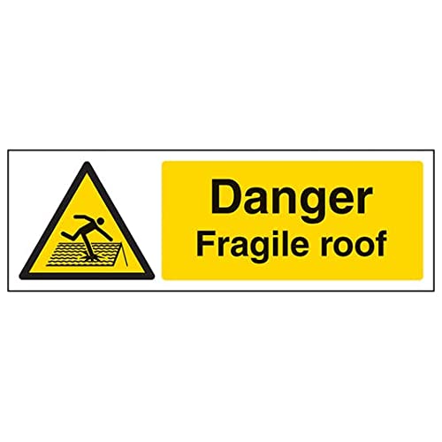 V Safety Eco Friendly Warning Building- Danger Fragile Roof - 300 X 100mm