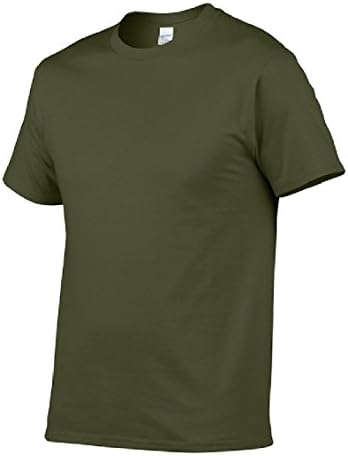KaWaYi Men's Crew-Neck Thin Over Sized Short-Sleeve Solid Pullover Tunic Tops Army Green L