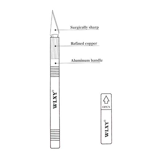 Precision Cutter Utility and Hobby Knife, Solid Metal Art Pen Knife with 5 Replacement Blades-Craft Knife Set for DIY Art Creation Cutting Carving Scrapbooking (Blue)