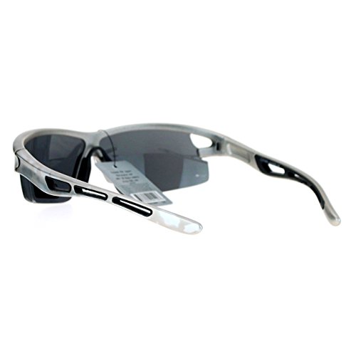 Mens Sports Fashion Sunglasses Half Rim Soft Nose Comfort Shades Silver