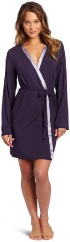 Calvin Klein Women's Essentials With Satin Long Sleeve Short Robe