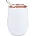 Premium Insulated Stainless Steel Wine Tumbler with Colored Lid and Straw | Matte Insulated Wine Glass | 18/8 Stainless Steel Insulated Wine Cup | Ceramic Interior