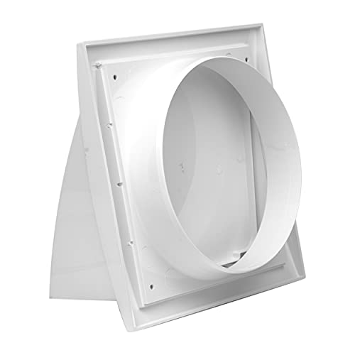 6'' Inch Exhaust Hood Vent with Rain Cover, White, Indoor and Outdoor Air Vent Cover, HVAC
