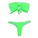 Leadmall Women Cutout Bandeau Swimsuit – Ladies Off Shoulder Twist Two Piece Bikini Set – Low Waist Beachwearthumb 2